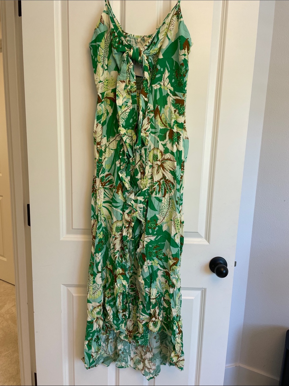 Tropical Print Bikini Top Maxi Dress